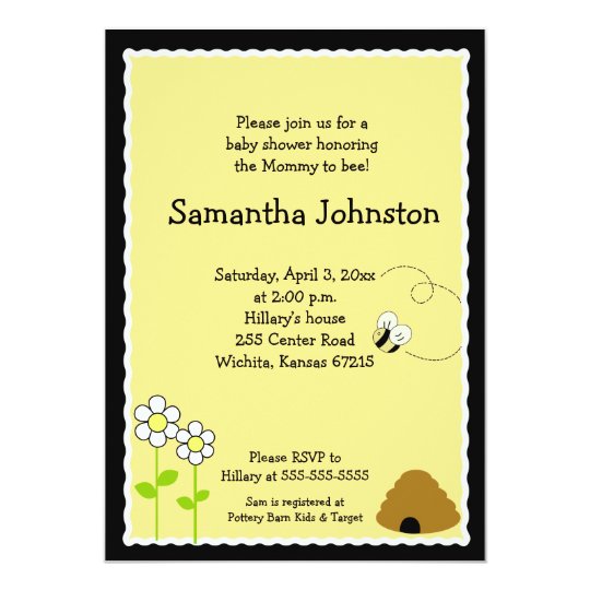 Bee Happy Bumblebee Baby Shower Invitation