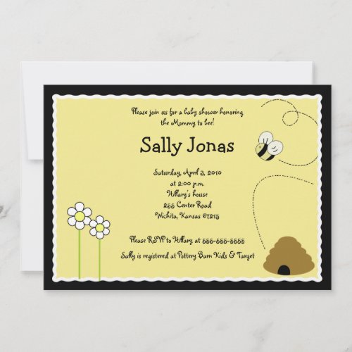 Bee Happy Bumblebee Baby Shower Invitation