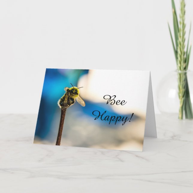 Bee Happy Bumblebee Blank Greeting Card (Front)