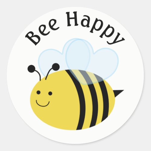 Bee Happy Bumblebee Classic Round Sticker