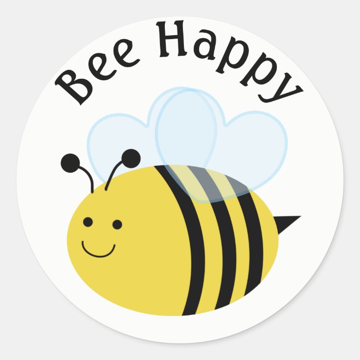 Bee Happy Bumblebee Classic Round Sticker | Zazzle