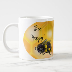 Bee Happy Bumblebees Giant Coffee Mug