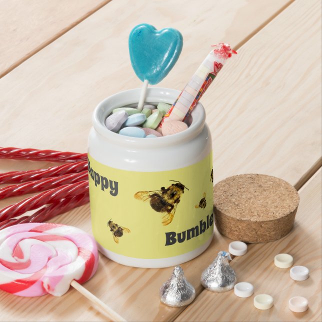 Bee Happy Bumblebees Yellow Candy Jar (In Situ)