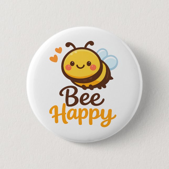 Bee Happy Button (Front)
