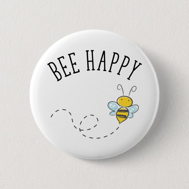 Bee Happy Button (Front)