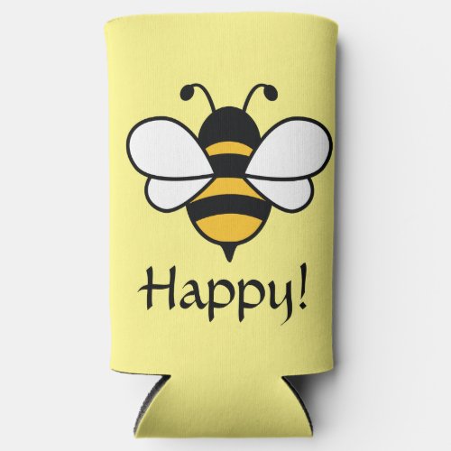 Bee Happy can cooler with Bee image Editable