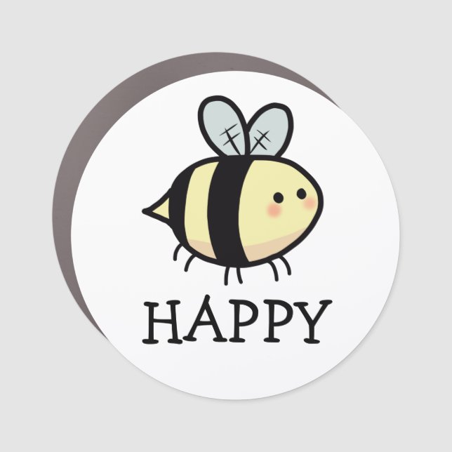 Bee Happy  Car Magnet (Front)