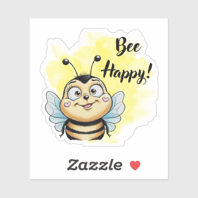 Bee Happy! Cartoon Bee  Sticker (Sheet)