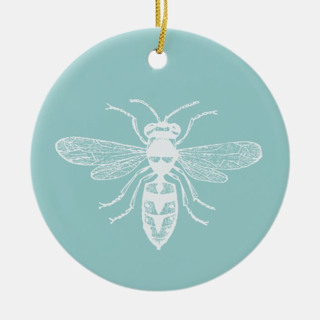 Bee Happy Ceramic Ornament (Front)