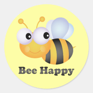 Bee Happy Classic Round Sticker