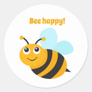 Bee happy   classic round sticker