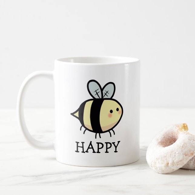 Bee Happy  Coffee Mug (With Donut)