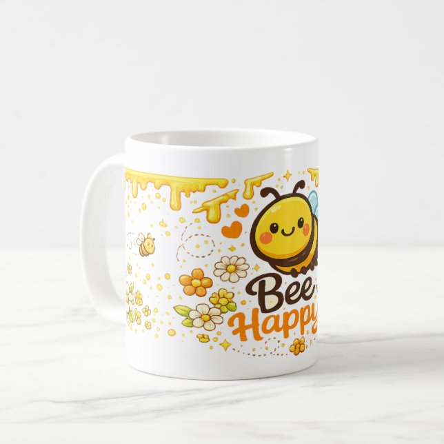 Bee Happy Coffee Mug (Front Left)