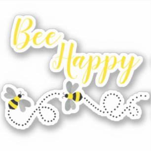 Bee Happy Custom-Cut Vinyl Sticker