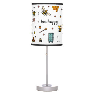 Bee happy cute bees word art table lamp