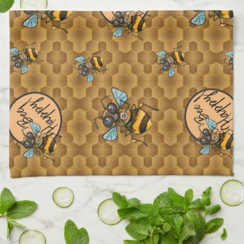 Bee Happy!  Cute Honey Bee Kitchen Towel by Shadowind_ErinCooper at Zazzle