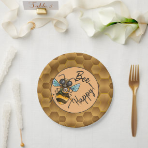 Bee Happy! Cute Honey Bee Paper Plates