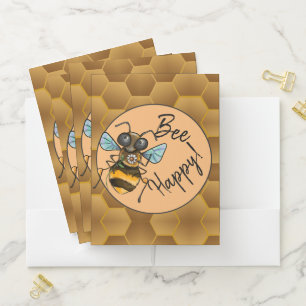 Bee Happy! Cute Honey Bee Pocket Folder