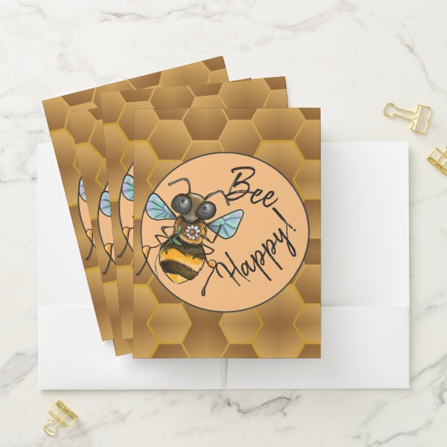 Bee Happy!  Cute Honey Bee Pocket Folder (In Situ)