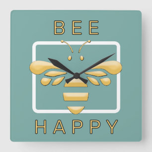 Bee Happy Cute Honeybee Apiarist Honey Shop Clock