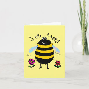 Bee Happy Cute Personalized Card