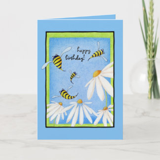 Bee Happy Daisies Birthday Card