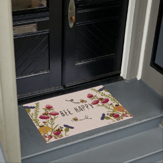 Bee Happy Doormat , Funny Bee Mat Home Decor