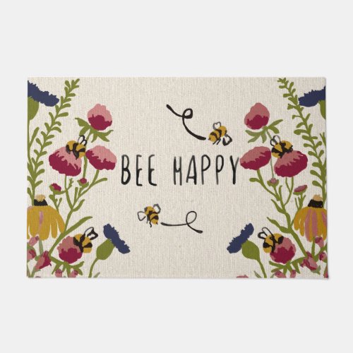 Bee Happy Doormat  Funny Bee Mat Home Decor