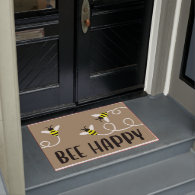 Bee Happy Doormat , Funny Bee Mat Home Decor Gift