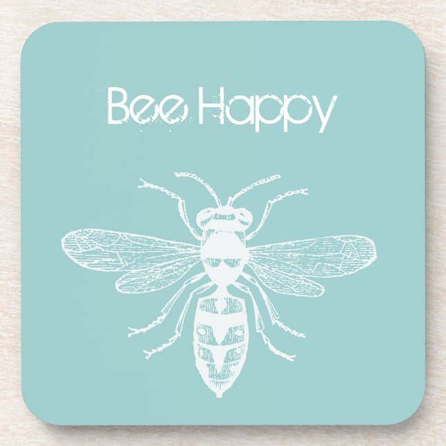 Bee Happy Drink Coaster (Front)