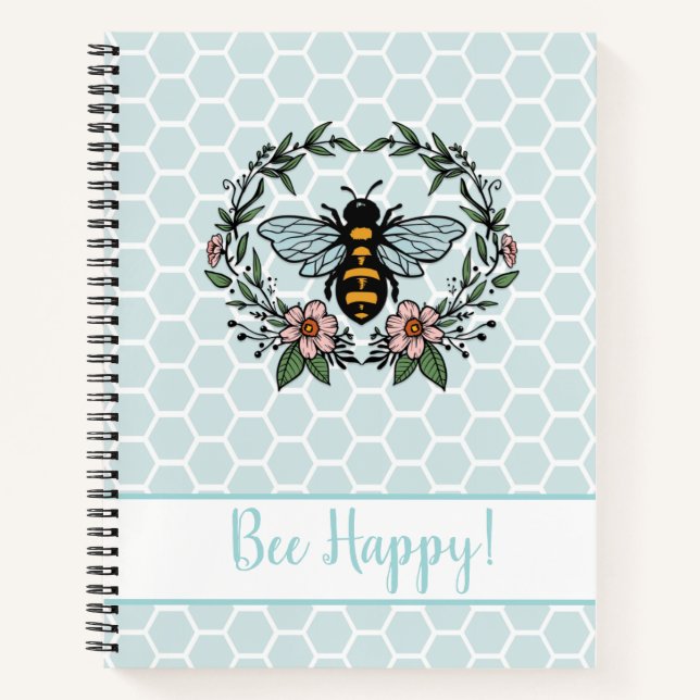 Bee Happy Floral Notebook (Front)