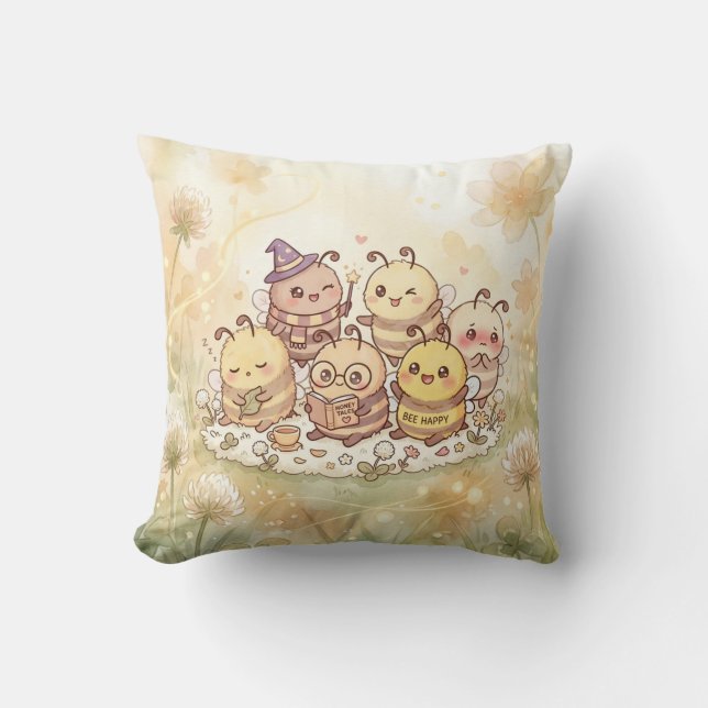 Bee Happy Friends Pillow (Front)