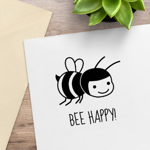 Bee Happy, Honey Bee Rubber Stamp