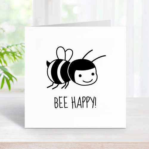 Bee Happy Honey Bee Rubber Stamp