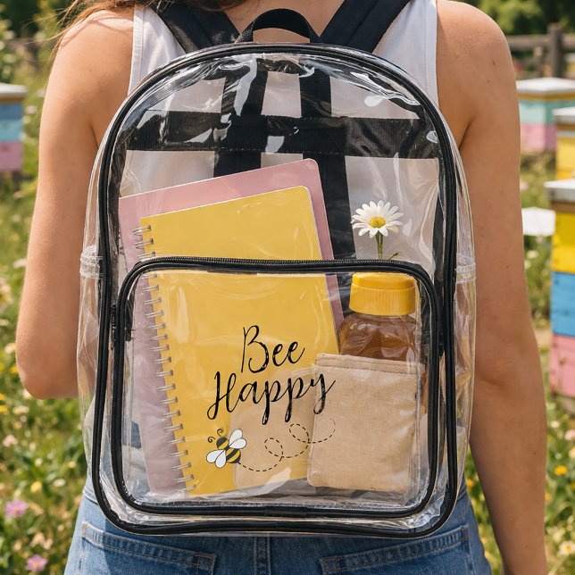 Bee Happy Honeybee Positive Vibes Clear Backpack (Bee Happy Honeybee Positive Vibes Clear Backpack)