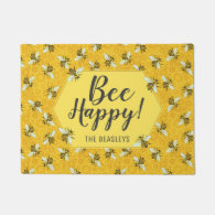 Bee Happy Honeybees and Honeycomb | Family Name Doormat