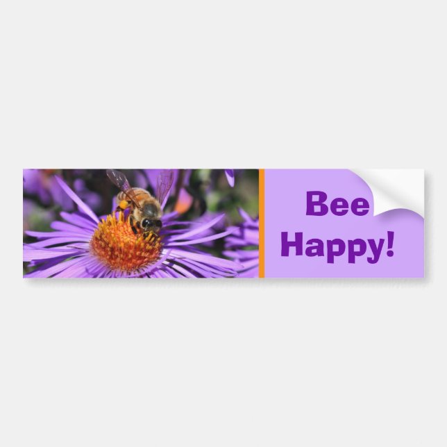 Bee Happy Inspirational Nature  Bumper Sticker (Front)