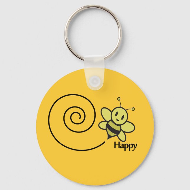 bee happy keychain (Front)
