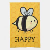 Bee Happy Kitchen Towel - OliveNation