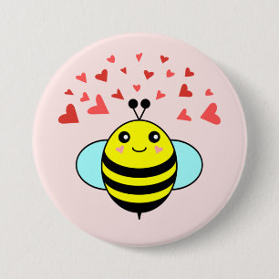 Bee Happy Love Heart Button