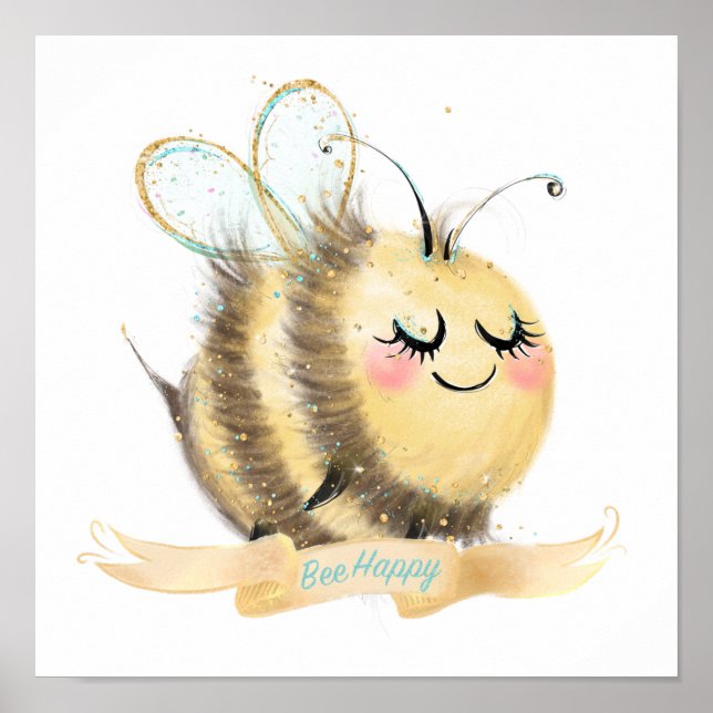 Bee Happy Nursery Poster  (Front)