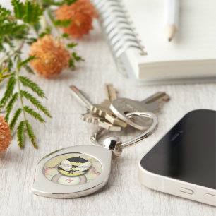 Bee Happy Personalized Monogram Keychain