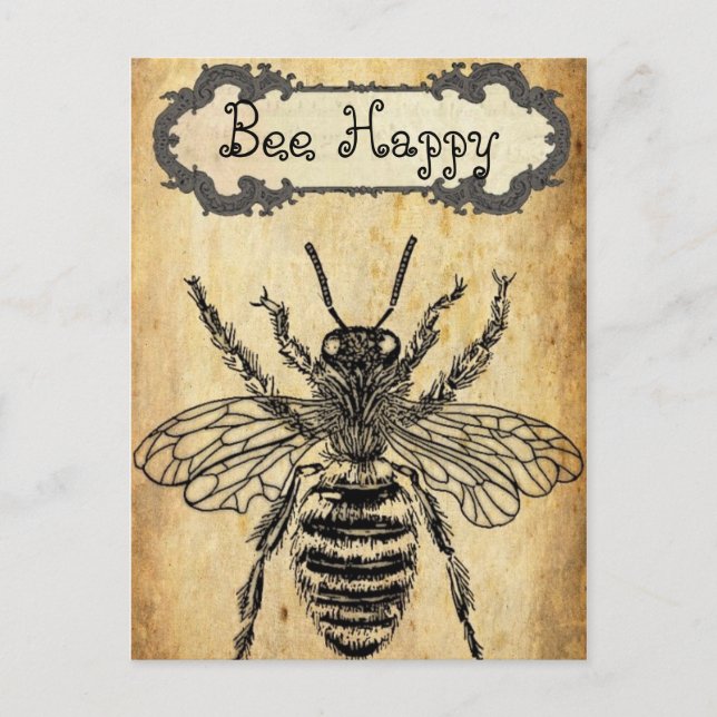 Bee Happy Personalized Postcard (Front)