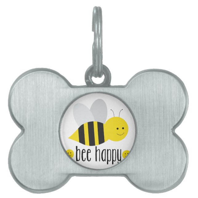 Bee Happy Pet ID Tag (Front)