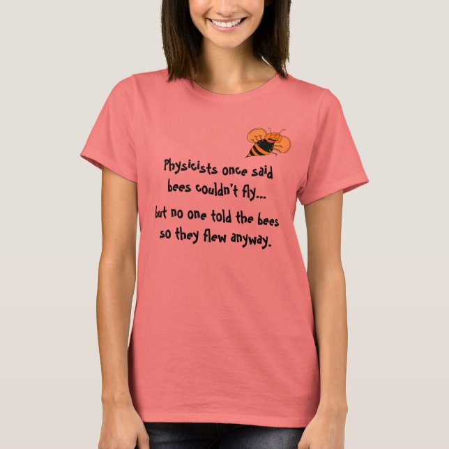 Bee Happy Physics Cartoon Tee (Front)