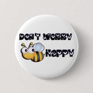 Bee Happy Pinback Button