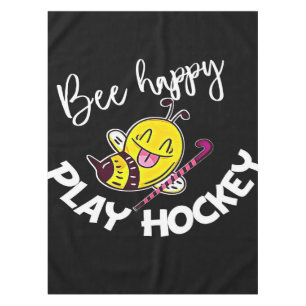 Bee Happy Play Hockey Bee Gifts ,I Love Bee Honey Tablecloth