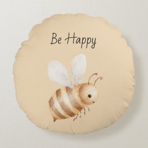 Bee Happy Round Pillow