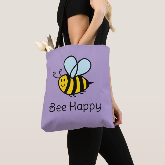 Bee Happy shoulder tote bag for apiarist (Close Up)