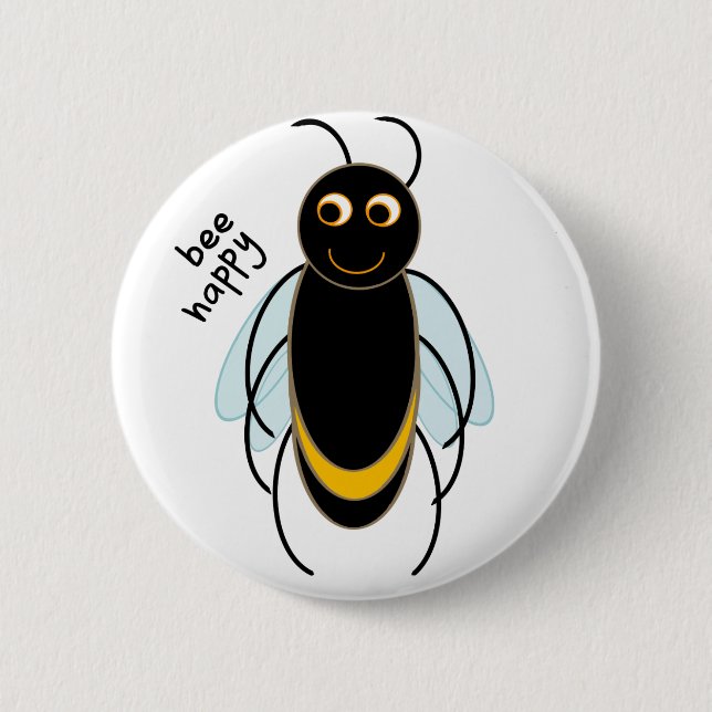 Bee Happy - Smiling Bee Button (Front)